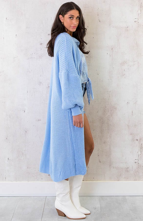 Gebreid Vest Met Zakken Babyblauw – shoparchief, foto 3