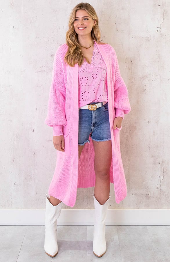 Gebreid Vest Met Zakken Roze – shoparchief, foto 1