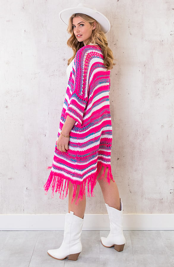 Gehaakt Fringe Vest Fuchsia – shoparchief, foto 4