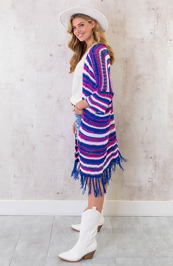 Gehaakt Fringe Vest Kobalt – shoparchief, foto 3