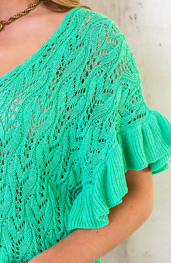 Gehaakte Ruffle Top Neon Lime – shoparchief, foto 4