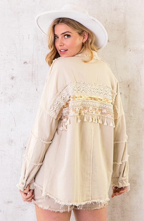Ibiza Tassel Jacket Oversized Beige – shoparchief, foto 4