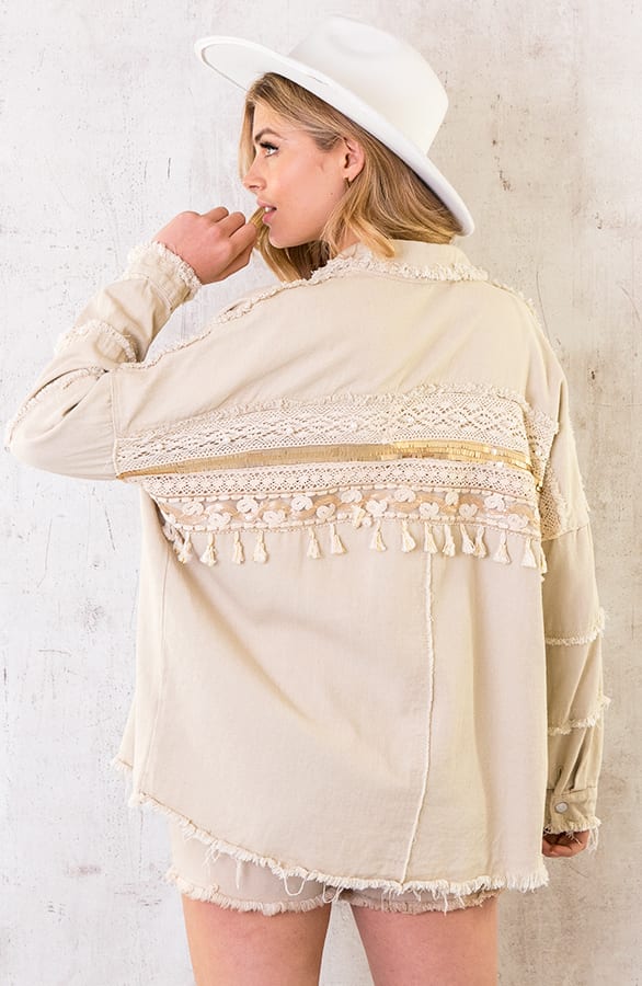 Ibiza Tassel Jacket Oversized Beige – shoparchief, foto 1