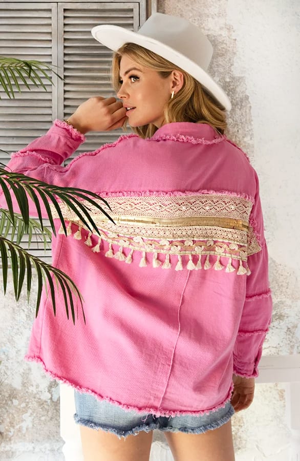 Ibiza Tassel Jacket Oversized Roze – shoparchief, foto 1