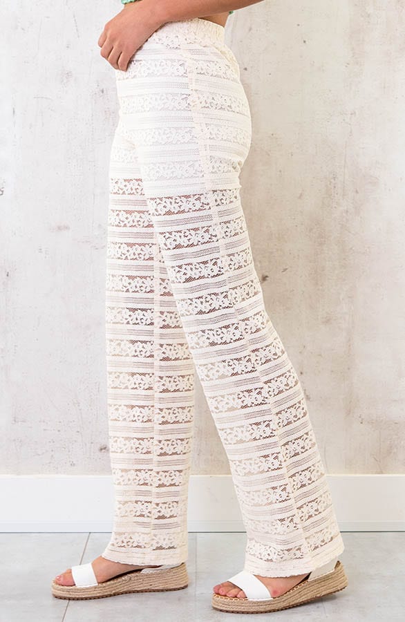Kanten Flared Broek Beige – shoparchief, foto 2