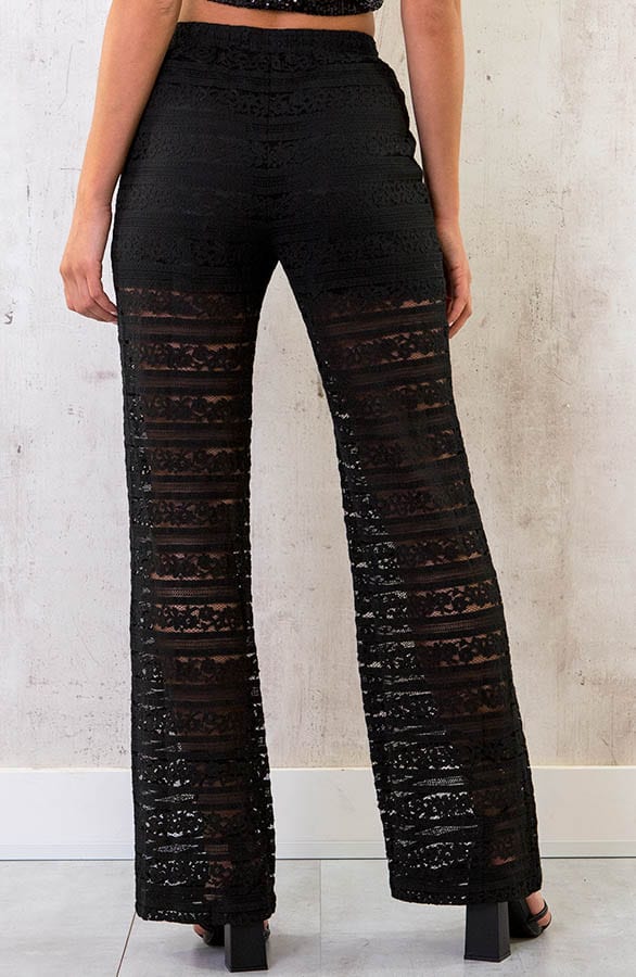 Kanten Flared Broek Zwart – shoparchief, foto 3