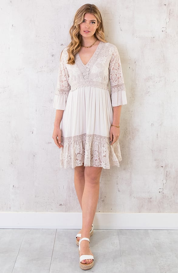 Kanten Jurk Beige – shoparchief, foto 4