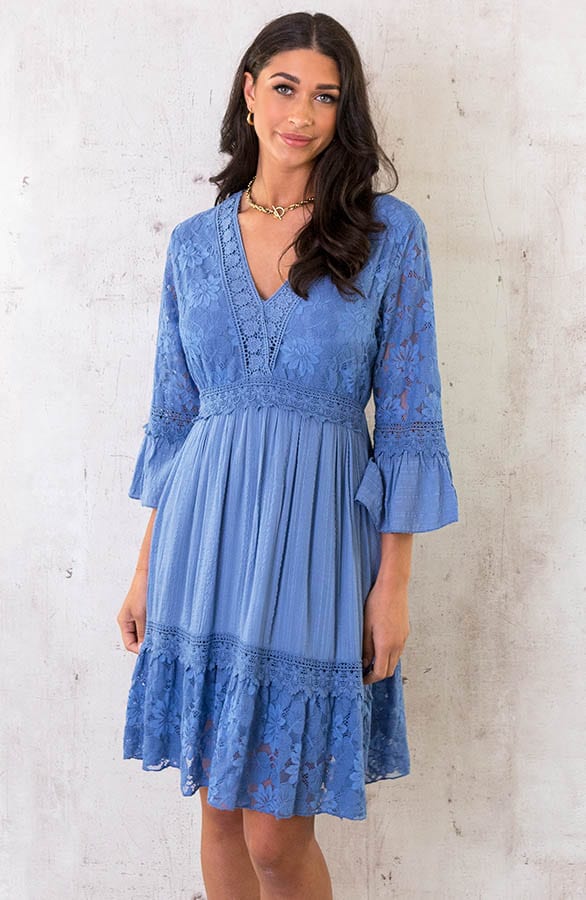 Kanten Jurk Jeansblauw – shoparchief, foto 1