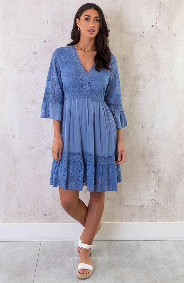 Kanten Jurk Jeansblauw – shoparchief, foto 6