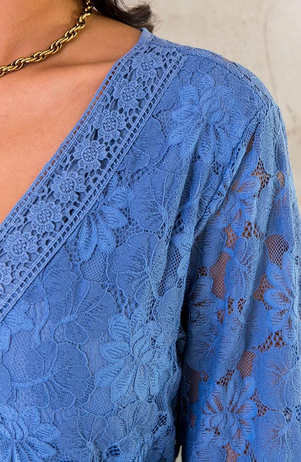 Kanten Jurk Jeansblauw – shoparchief, foto 5
