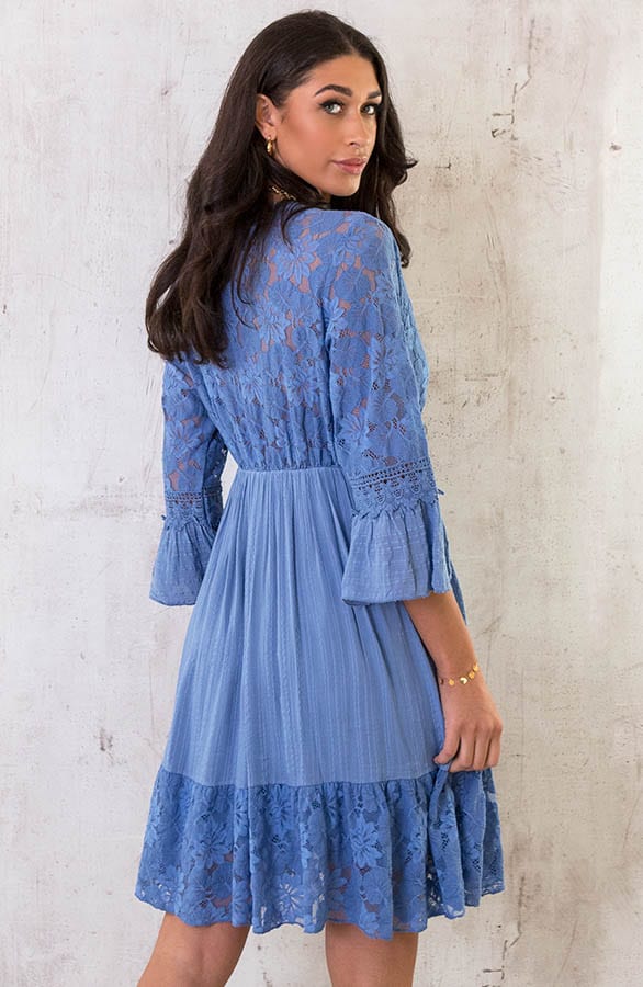 Kanten Jurk Jeansblauw – shoparchief, foto 4