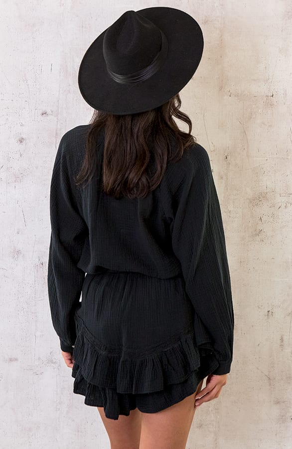 Knopen Blouse Mousseline Zwart – shoparchief, foto 6