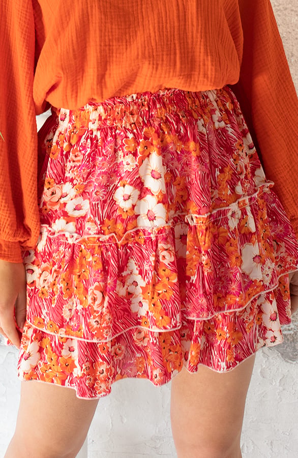 Layer Print Skirt Flower Fuchsia – shoparchief, foto 1