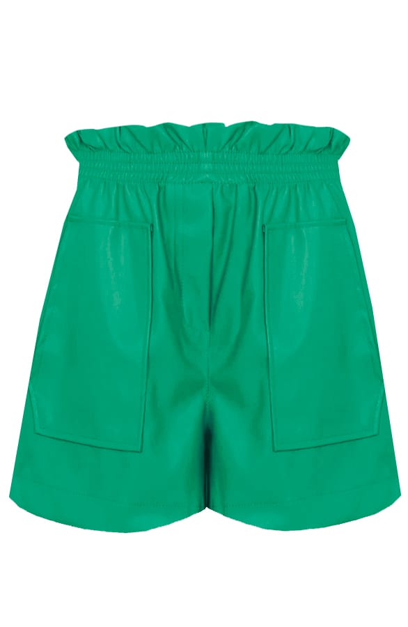Leather Shorts Bright Green – shoparchief, foto 1