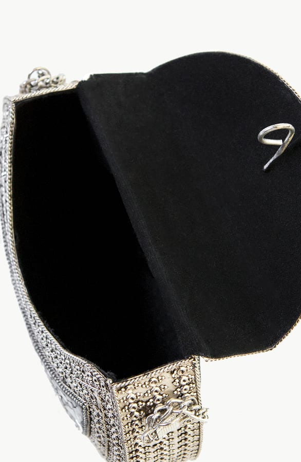 Luxury Metal Stone Clutch Zilver – shoparchief, foto 5
