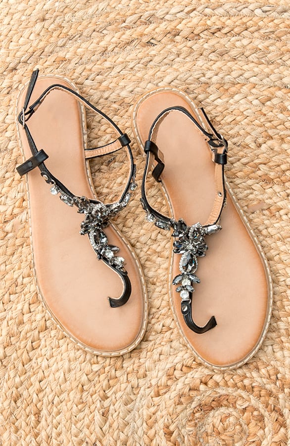 Luxury Stone Sandalen Zwart – shoparchief, foto 1
