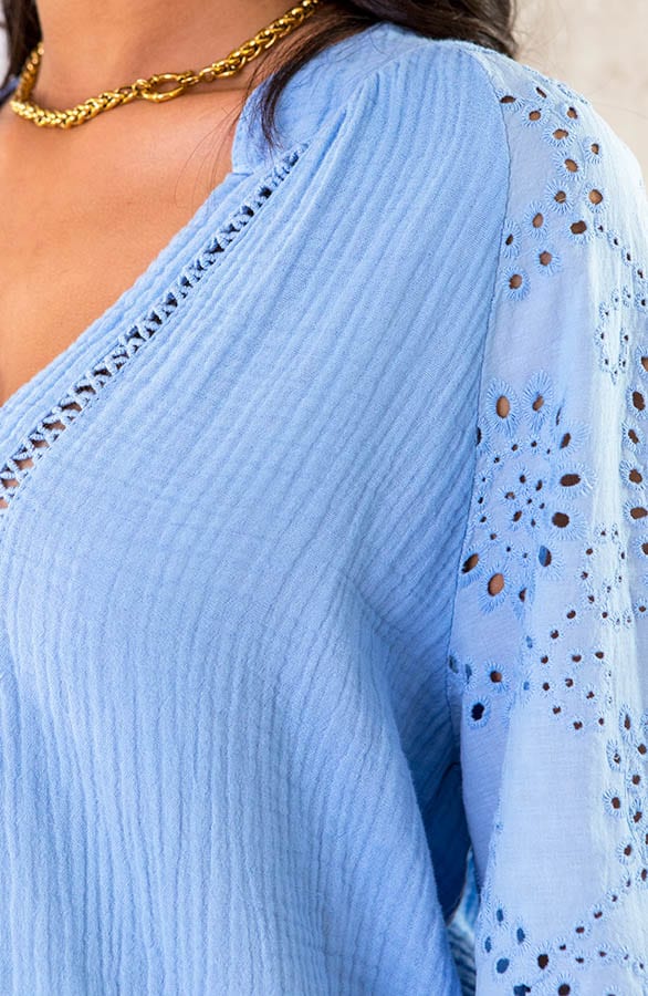 Marant Embroidery Blouse Lichtblauw – shoparchief, foto 6