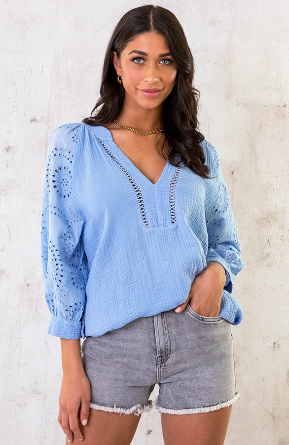 Marant Embroidery Blouse Lichtblauw – shoparchief, foto 1