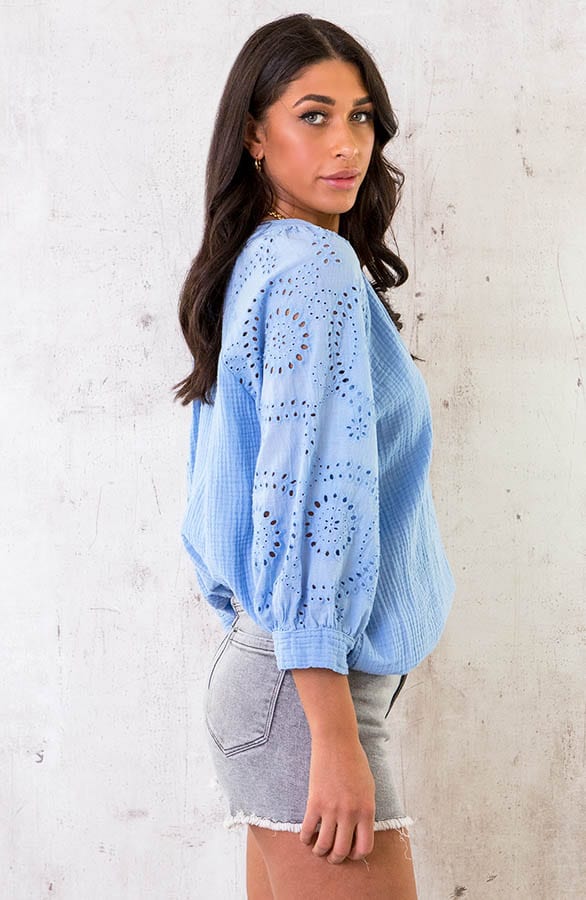 Marant Embroidery Blouse Lichtblauw – shoparchief, foto 3