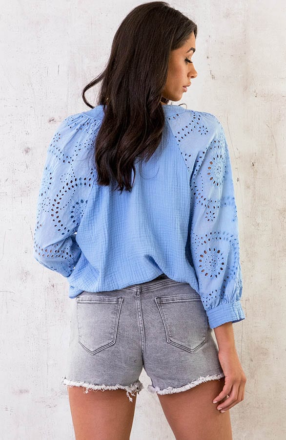 Marant Embroidery Blouse Lichtblauw – shoparchief, foto 5