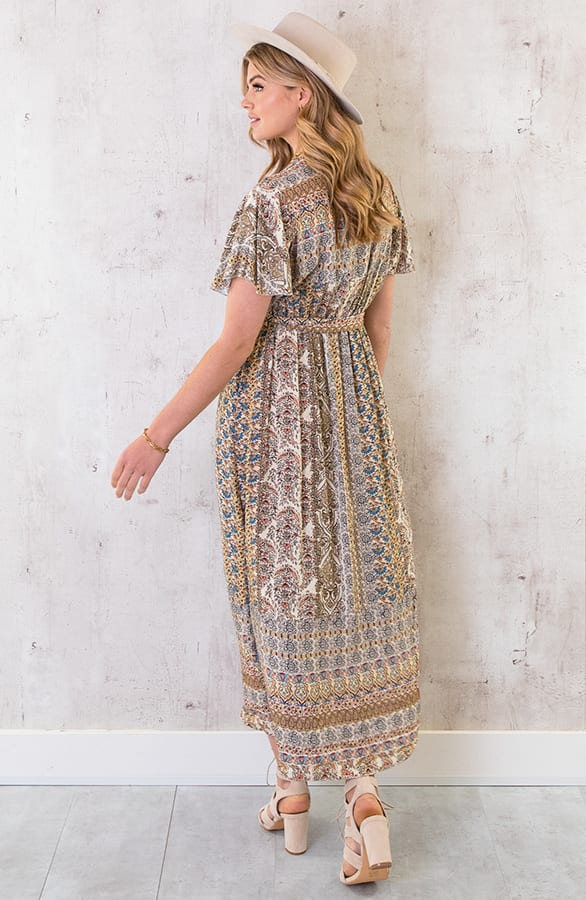 Maxi Print Jurk Toscane Beige – shoparchief, foto 4