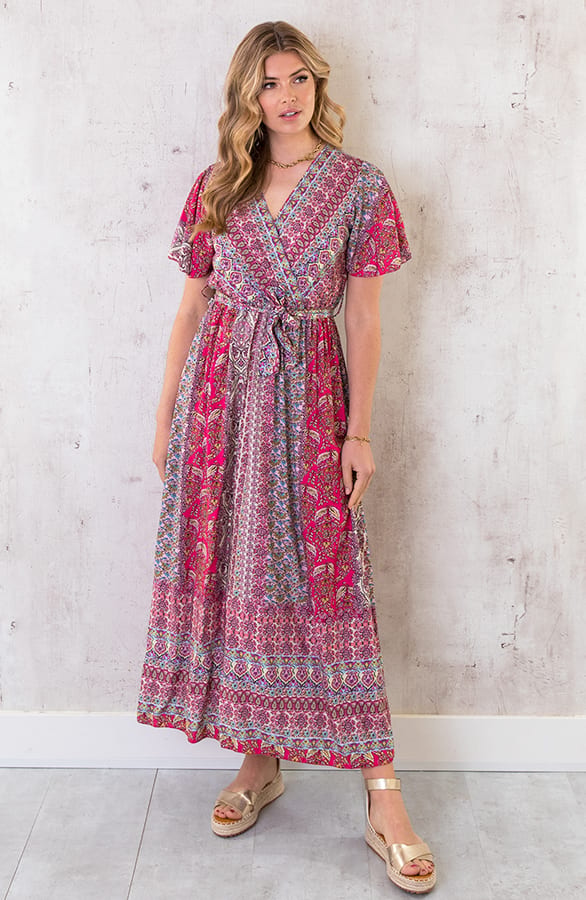 Maxi Print Jurk Toscane Fuchsia – shoparchief, foto 2