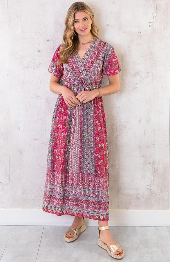 Maxi Print Jurk Toscane Fuchsia – shoparchief, foto 1