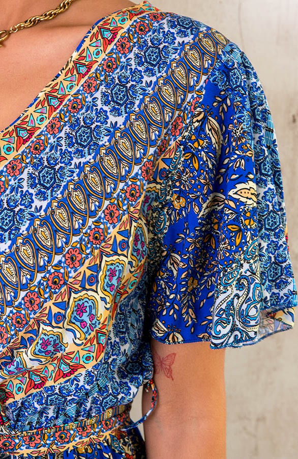 Maxi Print Jurk Toscane Kobalt – shoparchief, foto 5