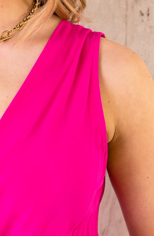 Maxi Jurk Kanten Rand Fuchsia – shoparchief, foto 6