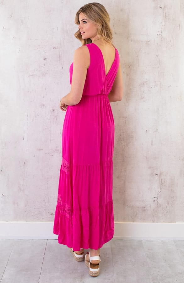 Maxi Jurk Kanten Rand Fuchsia – shoparchief, foto 5