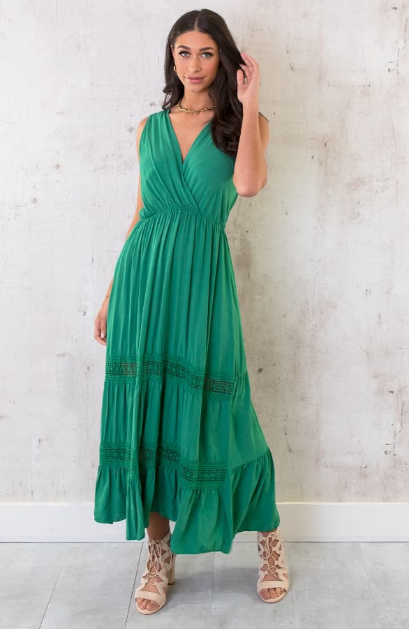 Maxi Jurk Kanten Rand Groen – shoparchief, foto 6