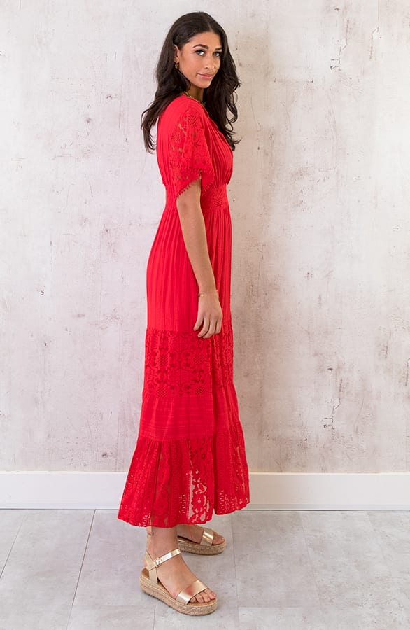 Maxi Kanten Jurk Rood – shoparchief, foto 7