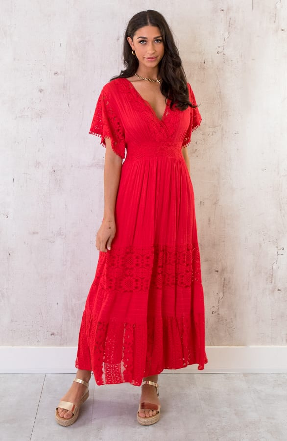 Maxi Kanten Jurk Rood – shoparchief, foto 4