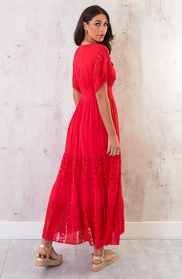 Maxi Kanten Jurk Rood – shoparchief, foto 8