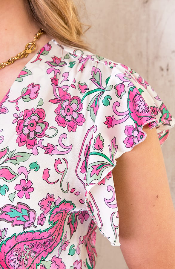 Maxi Satijnen Jurk Paisley Fuchsia – shoparchief, foto 7