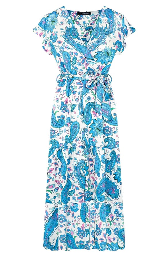 Maxi Satijnen Jurk Paisley Kobalt – shoparchief, foto 5