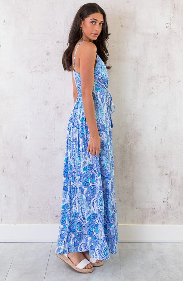 Maxi Spaghetti Jurk Paisley Kobalt – shoparchief, foto 4
