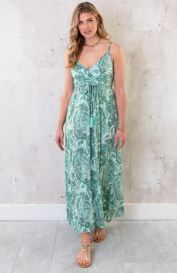 Maxi Spaghetti Jurk Paisley Mint – shoparchief, foto 1