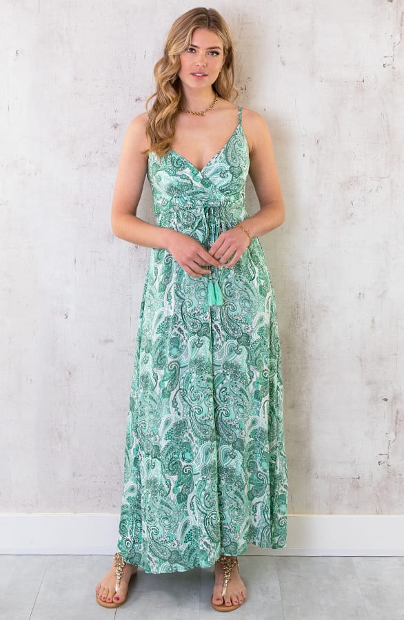 Maxi Spaghetti Jurk Paisley Mint – shoparchief, foto 2
