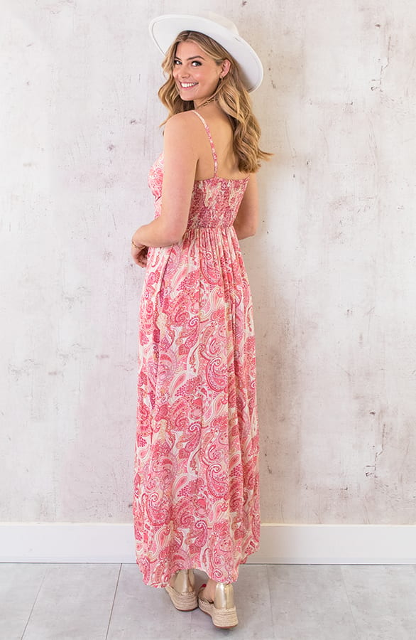 Maxi Spaghetti Jurk Paisley Roze – shoparchief, foto 5