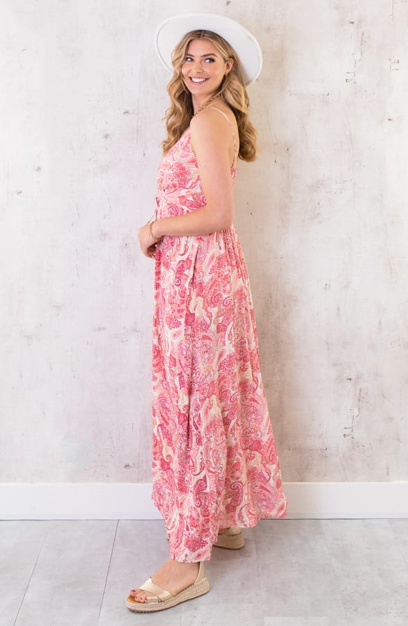 Maxi Spaghetti Jurk Paisley Roze – shoparchief, foto 4