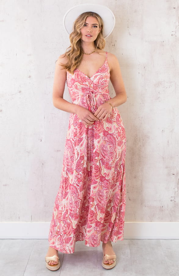 Maxi Spaghetti Jurk Paisley Roze – shoparchief, foto 1