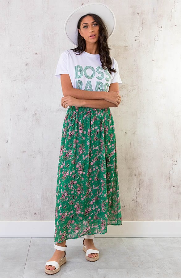 Midi Bloemen Split Rok Groen – shoparchief, foto 5