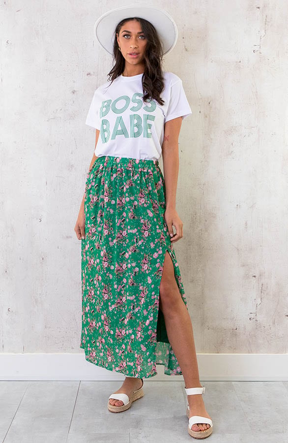 Midi Bloemen Split Rok Groen – shoparchief, foto 4