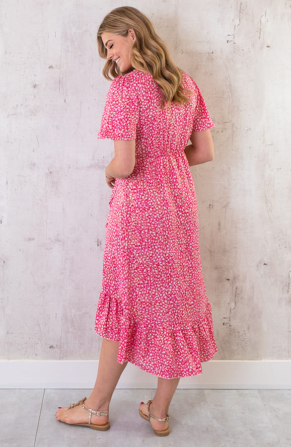 Midi Jurk Met Gouden Details Roze – shoparchief, foto 4