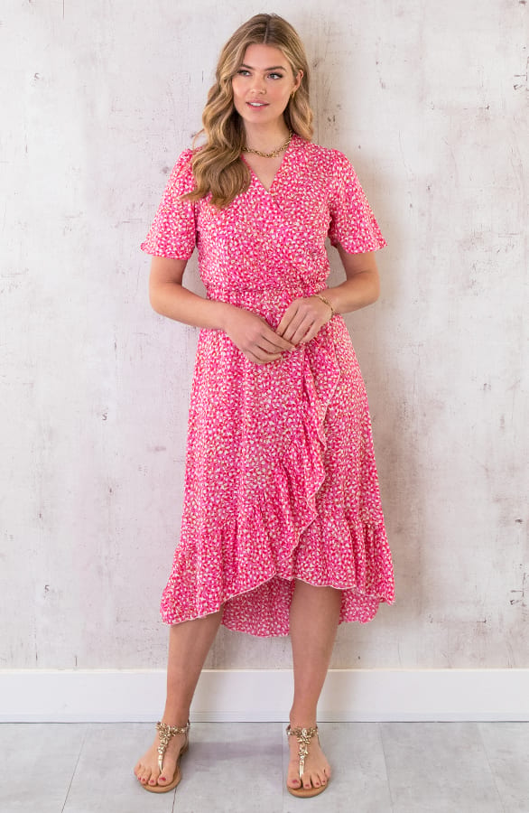 Midi Jurk Met Gouden Details Roze – shoparchief, foto 2