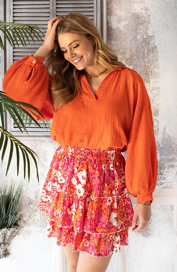 Mousseline Oversized Blouse Oranje – shoparchief, foto 7