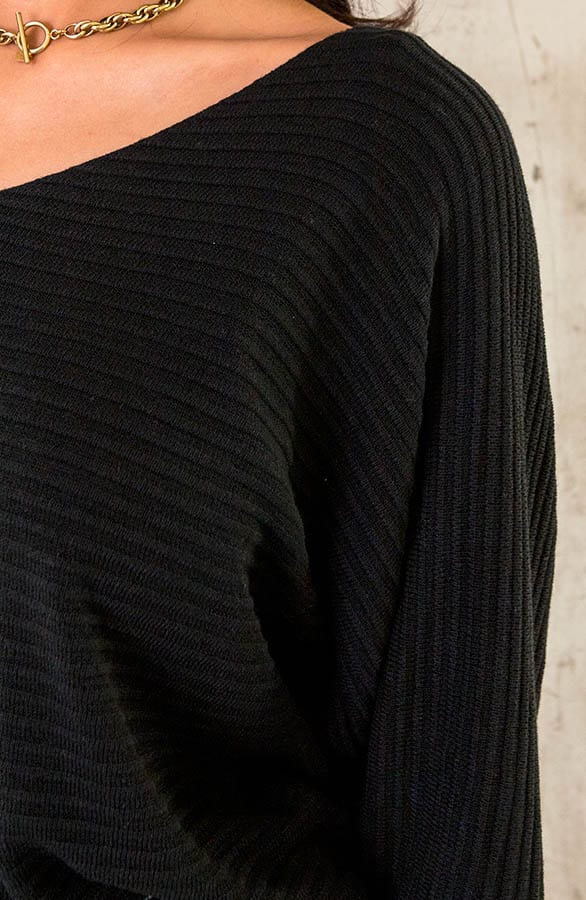Oversized Basic Top Gestreept Patroon Zwart – shoparchief, foto 5