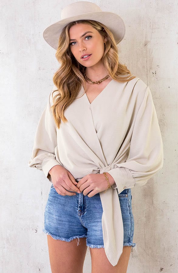 Overslag Blouse Beige – shoparchief, foto 2