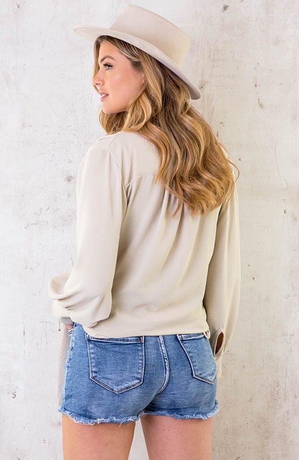 Overslag Blouse Beige – shoparchief, foto 4